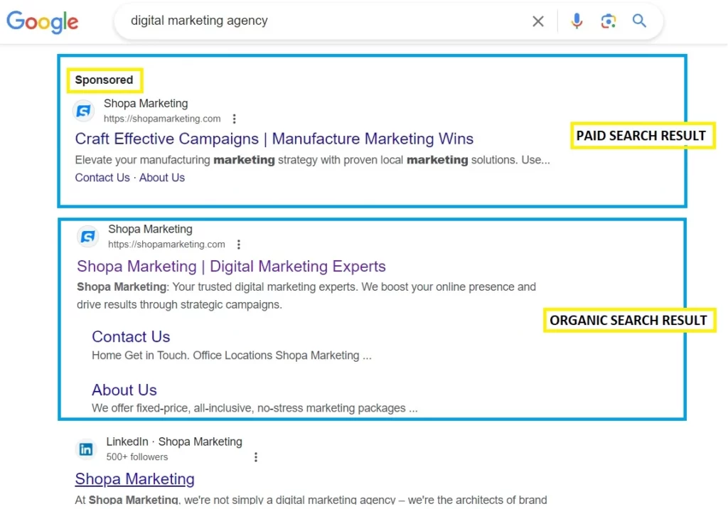 Difference Between Paid Search Search Result and Organic Search Result
